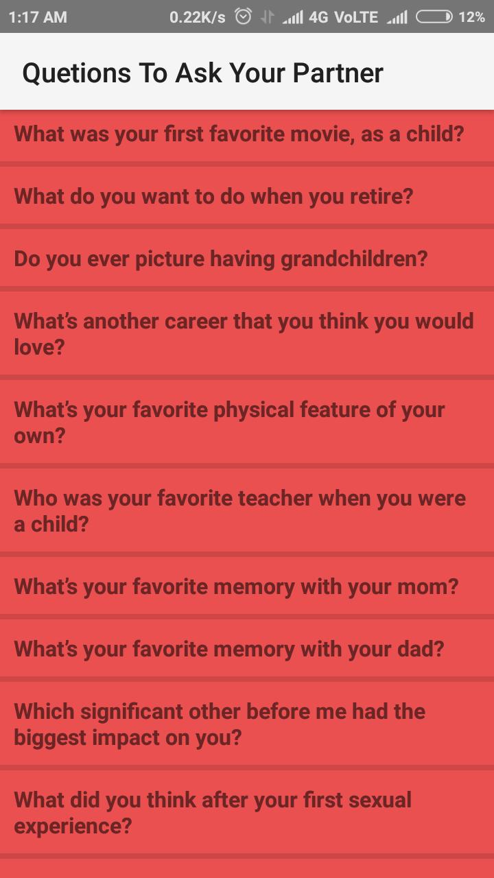 Questions To Ask Your Partner