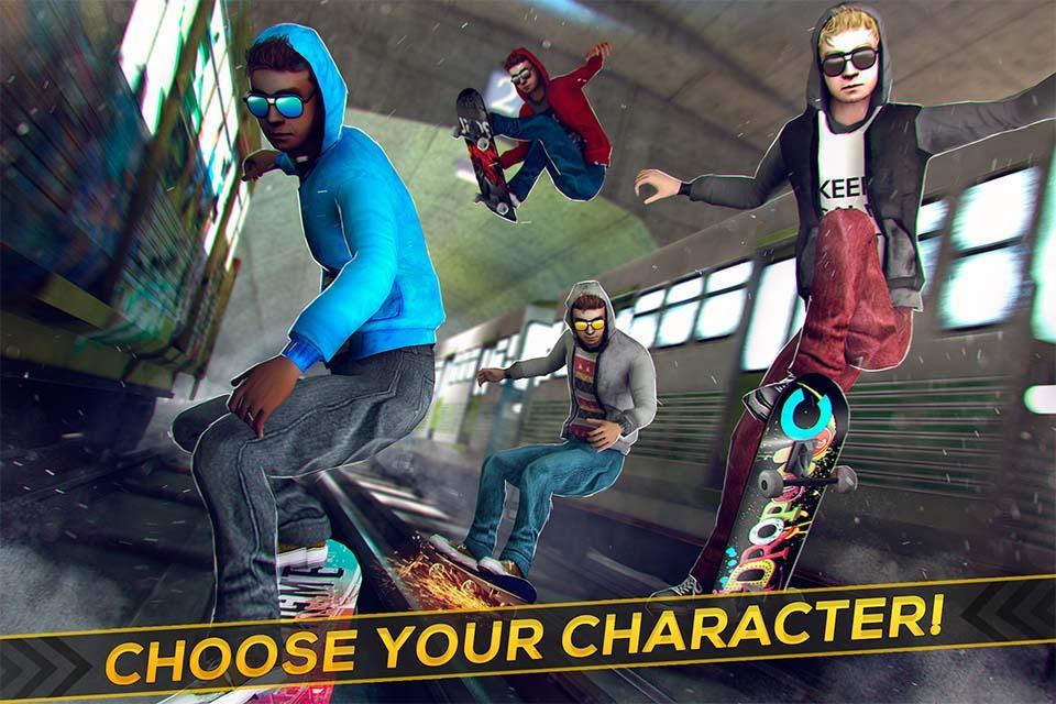 Subway Skateboard Ride Tricks
