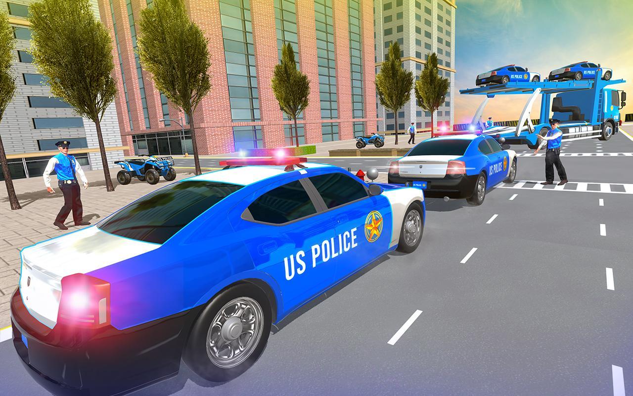 Us Police Car Transporter Truck Driving Simulator