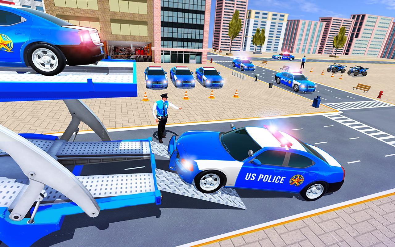 Us Police Car Transporter Truck Driving Simulator