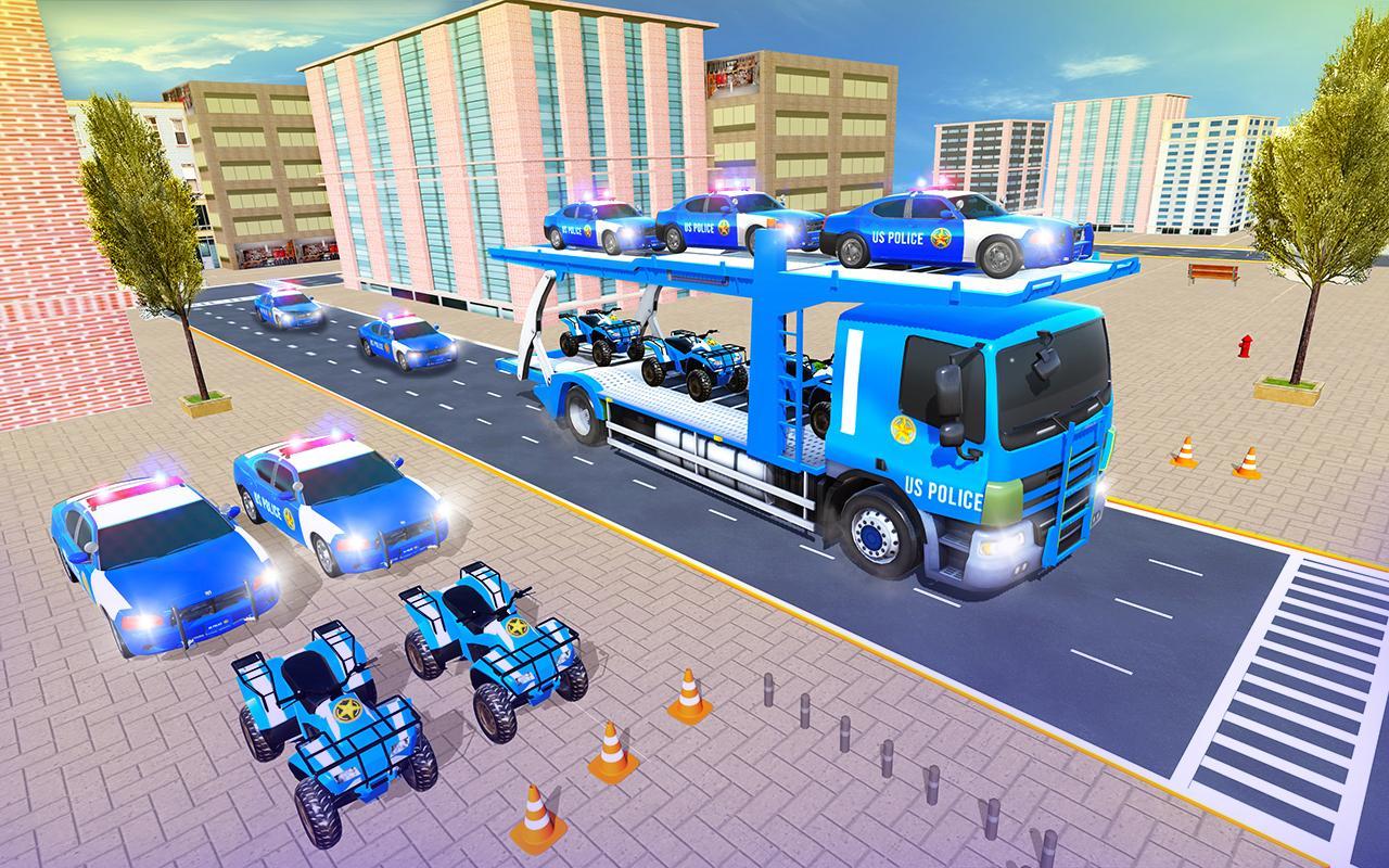 Us Police Car Transporter Truck Driving Simulator