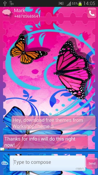 Theme Butterflies GO SMS Pro