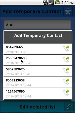 Temporary Contacts
