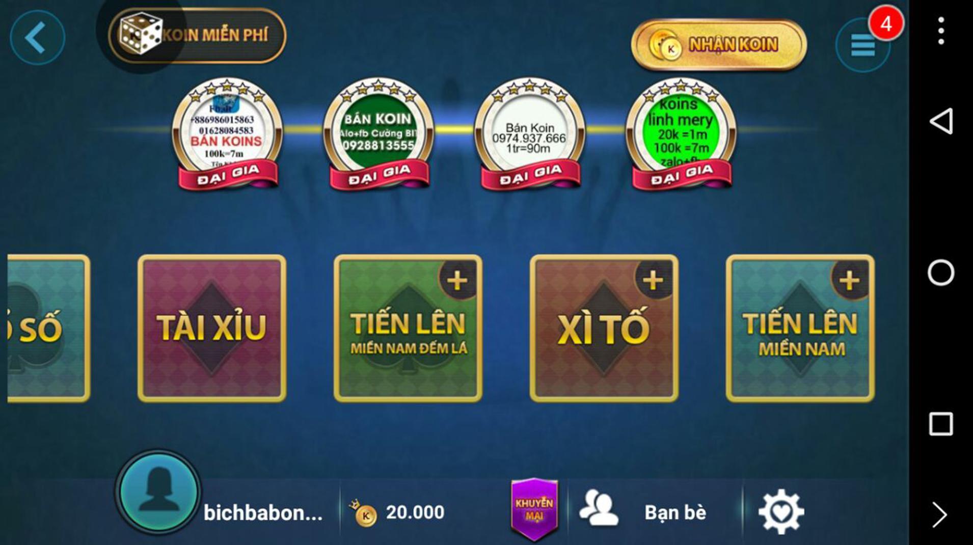 Vua bai - Game bai doi thuong