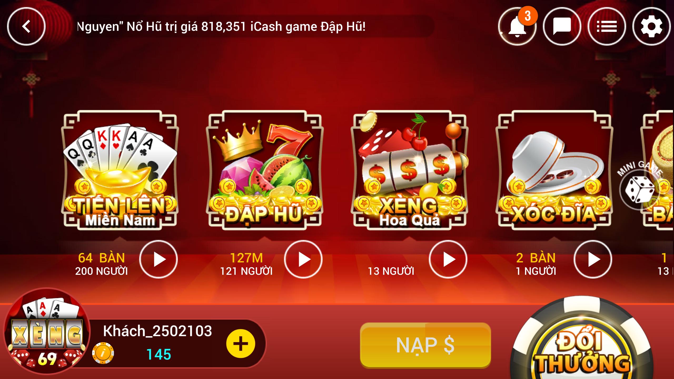 Xeng club 69 - Game danh bai doi thuong 2018